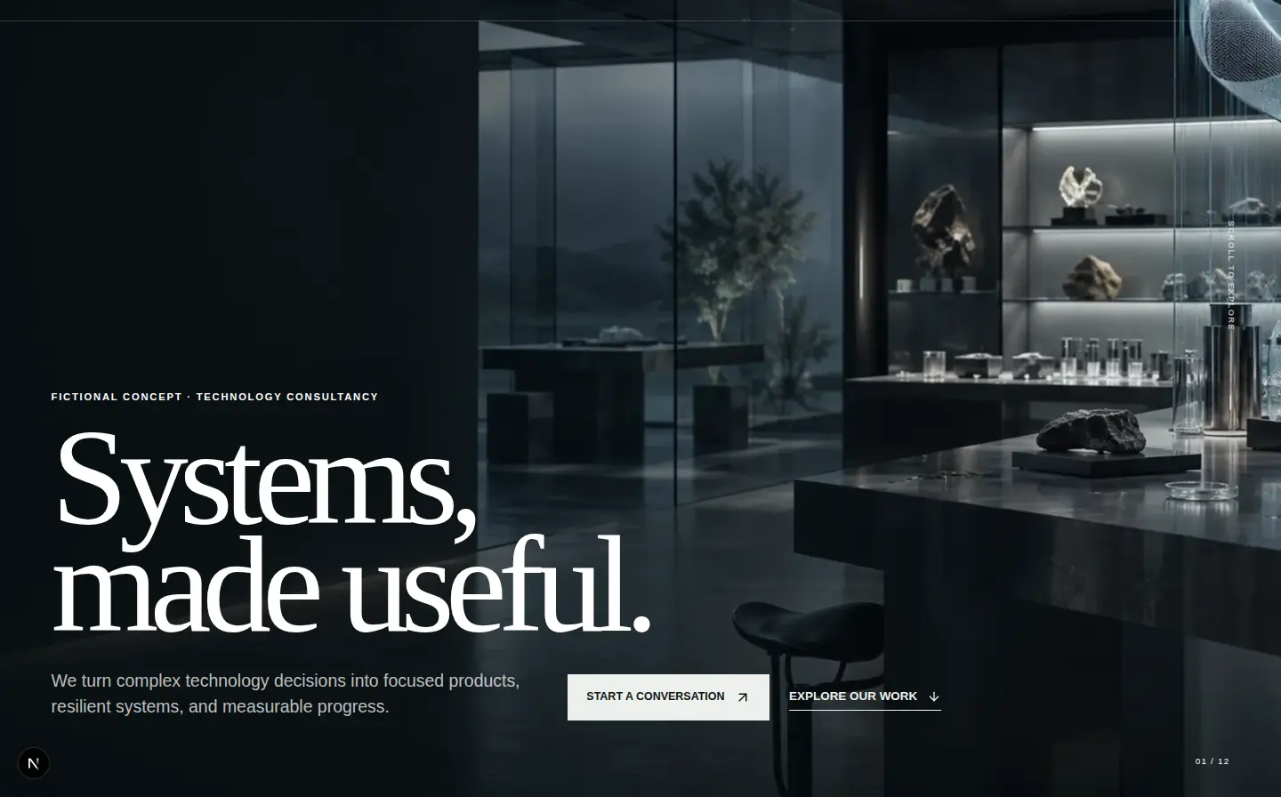 Technology Consultancy Website fictional website concept shown on desktop